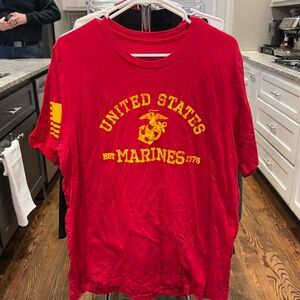 Men’s XL Grunt Style Marine Corps T Shirt Red & Gold